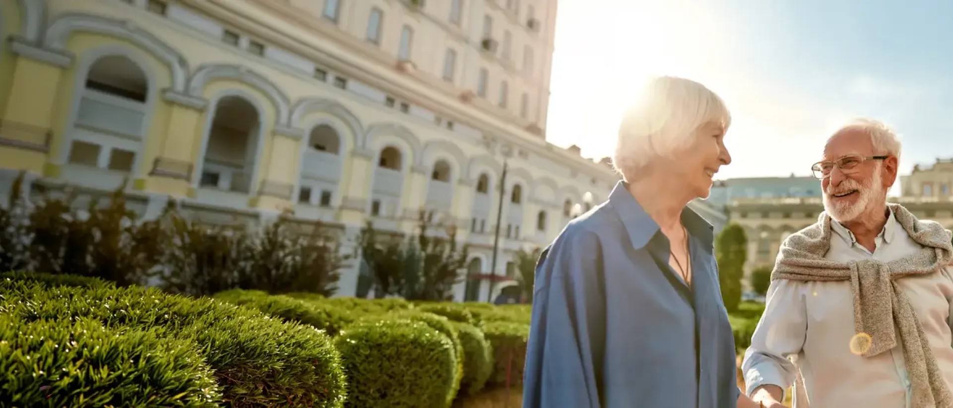 Old couple walking