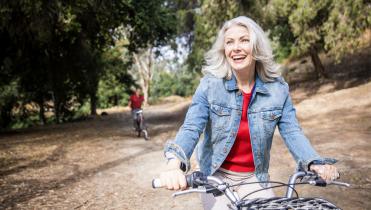 A woman cycling